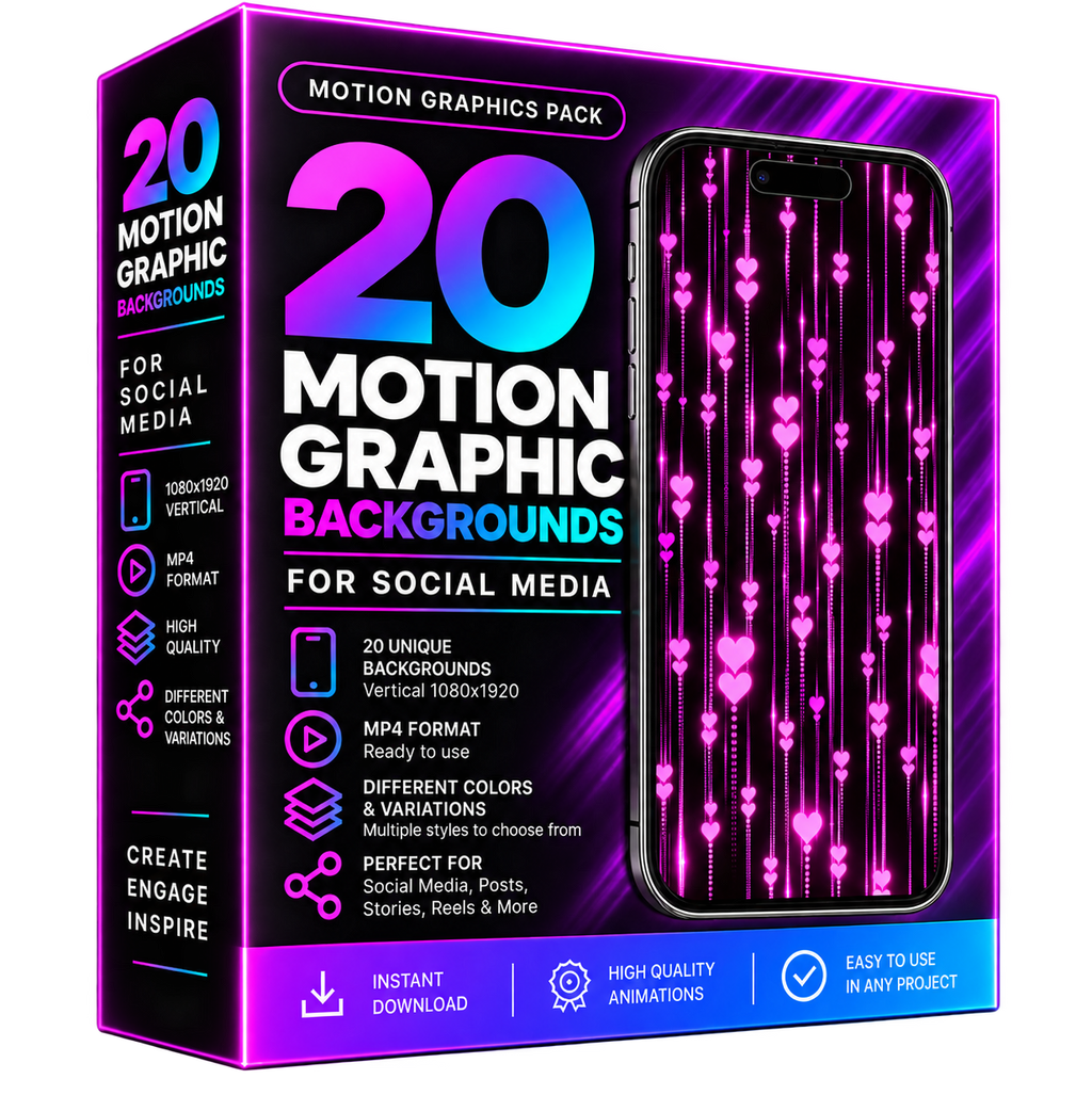 20 Motion Graphics Backgrounds for Social Media – Vertical 1080x1920 MP4 Pack